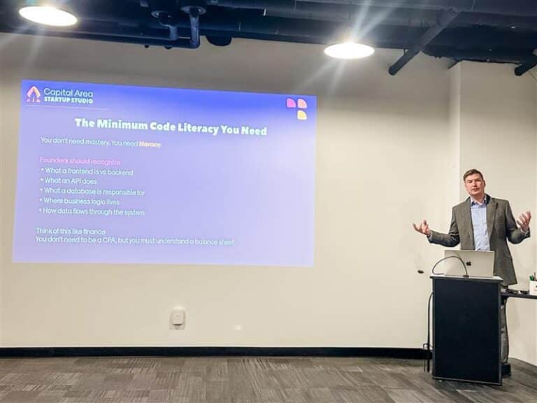 Jeff McWherter presenting on How to build your first AI powered App