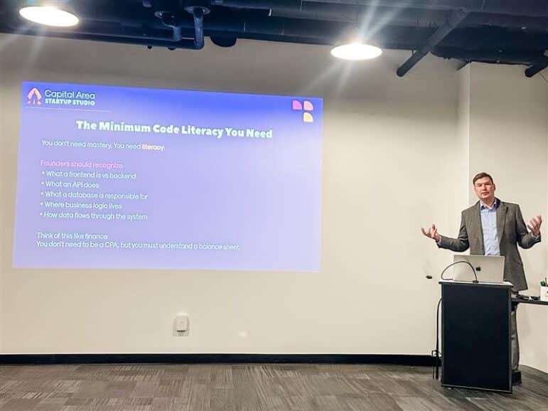 Jeff McWherter presenting on How to build your first AI powered App